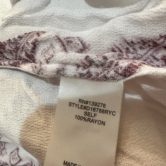 Daniel Rainn Boho Maroon and Cream Blouse Size M - Picture 6 of 6